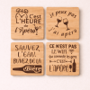 Dessous de verre en bois carre personnalise apero