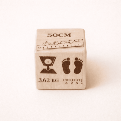 dé de naissance en bois personnalisable