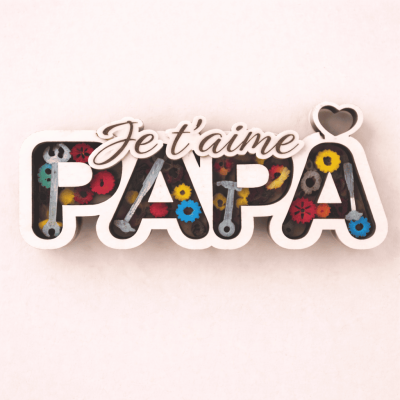 mot en bois en relief je t'aime papa