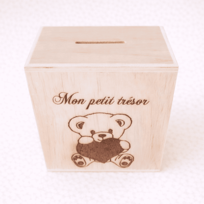 tirelire en bois personnalisee ourson
